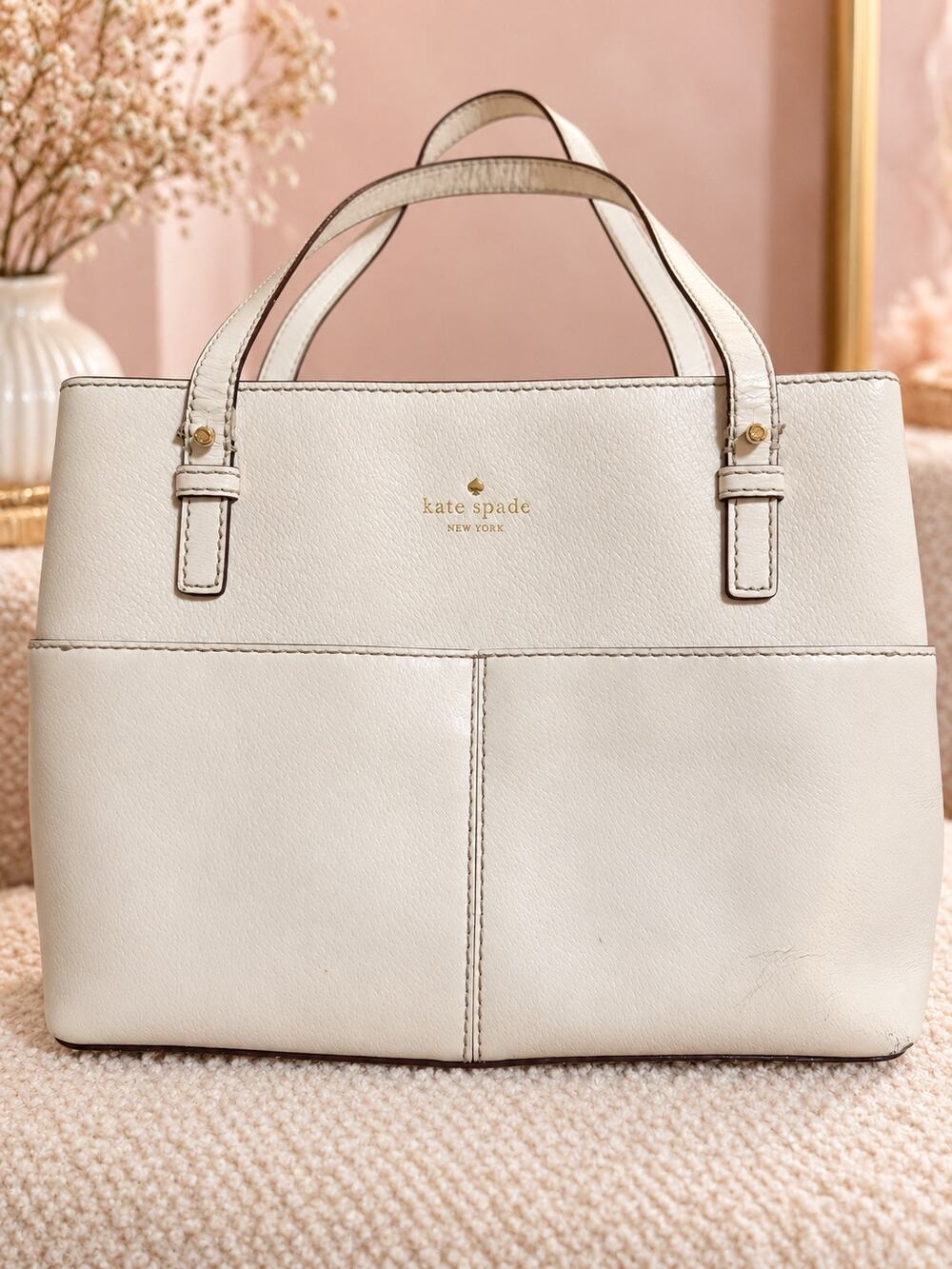 Kate Spade White Leather Handbag Pocketbook Purse